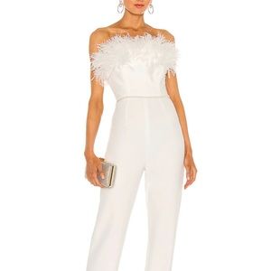 Lola Blanc Feather Jumpsuit in White Size 4